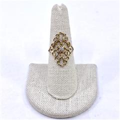 Vintage 10K Yellow Gold Lace Style Single Cut Diamond Ring Size 7.25